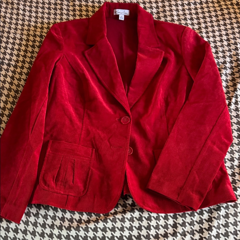 Vibrant Red Corduroy Blazer